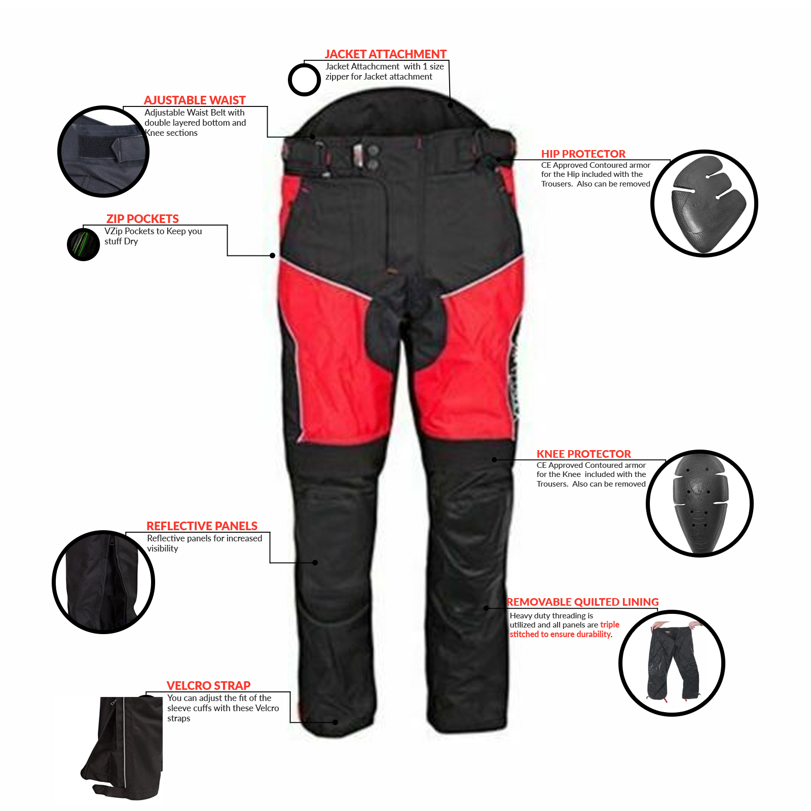 Men's Motorbike Motorcycle Waterproof Cordura Textile Trousers Pants CE Armours | eBay